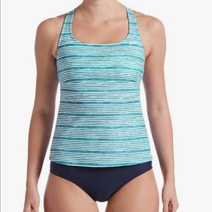 Nike Stripe Crossback 2 Piece Tankini Swimsuit Set